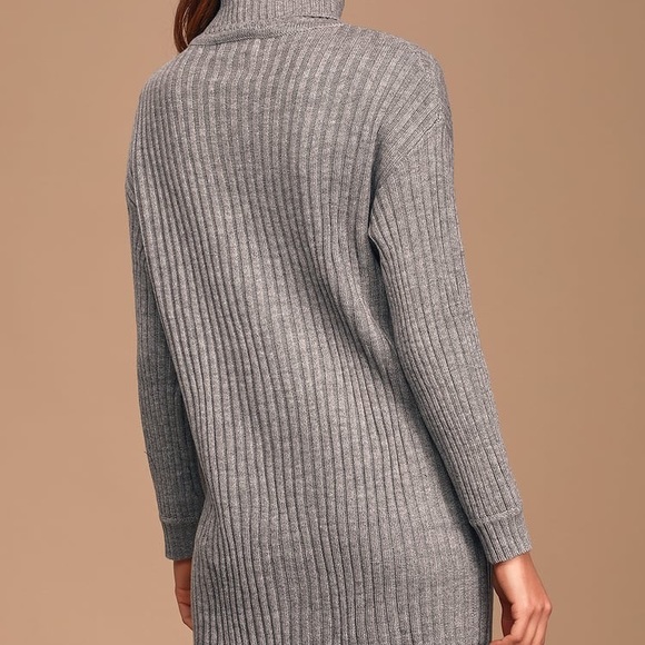 Lulus Grey Ribbed Sweater Dress Size Small - Picture 4 of 8